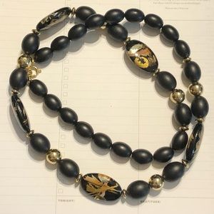 Vintage oriental bead necklace marked Japan